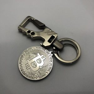 Bitcoin all metal car keychain（silvery）