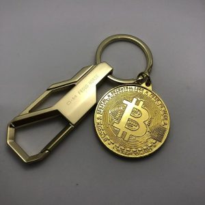 Bitcoin all metal car keychain（gold）