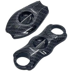 Baicheng Carbon Fiber Textured Cigar Pliers V-Shaped Portable Sharp Stainless Steel Cigar Pliers Knife Cigar Cutter Hole Puncher